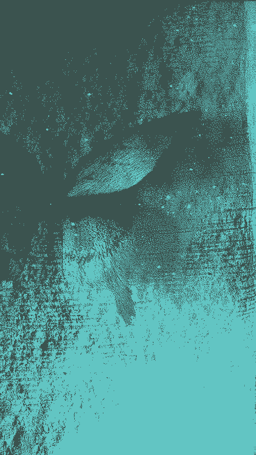 Image pixelisée : Image de synthèse représentant un papillon étrange sur un mur.