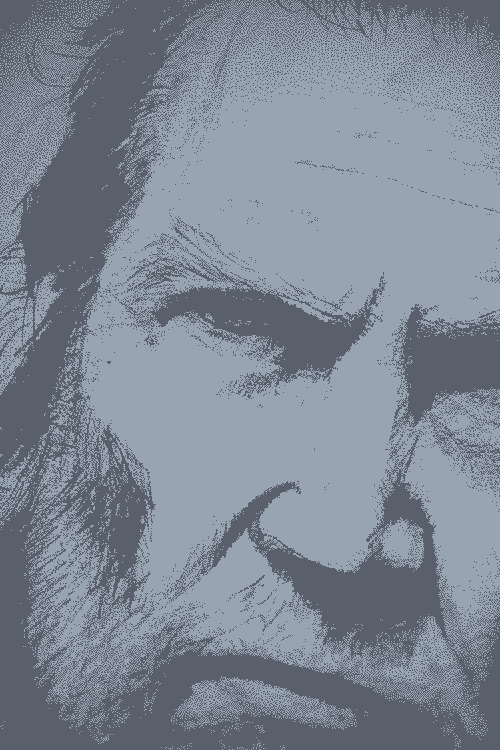 Image pixelisée : Portrait au crayon d’un visage qui ressemble un peu à Jeff Bridges