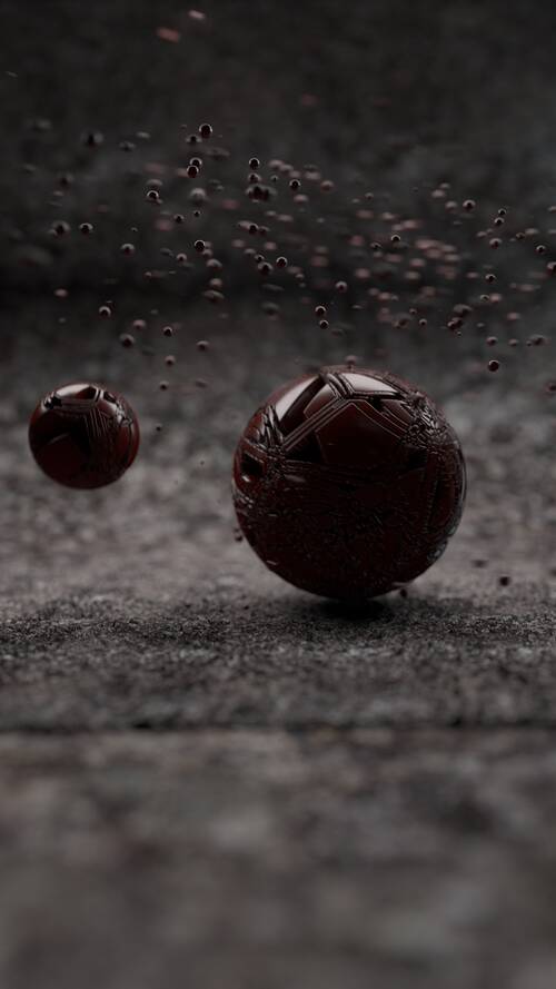 Image de synthèse représentant une sphère rouge étrange de quelques cm autour de la quelle gravitent plusieurs petites boules.