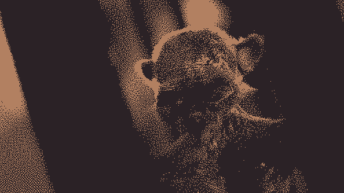 Image pixelisée : Image de synthèse représentant un singe zombie.